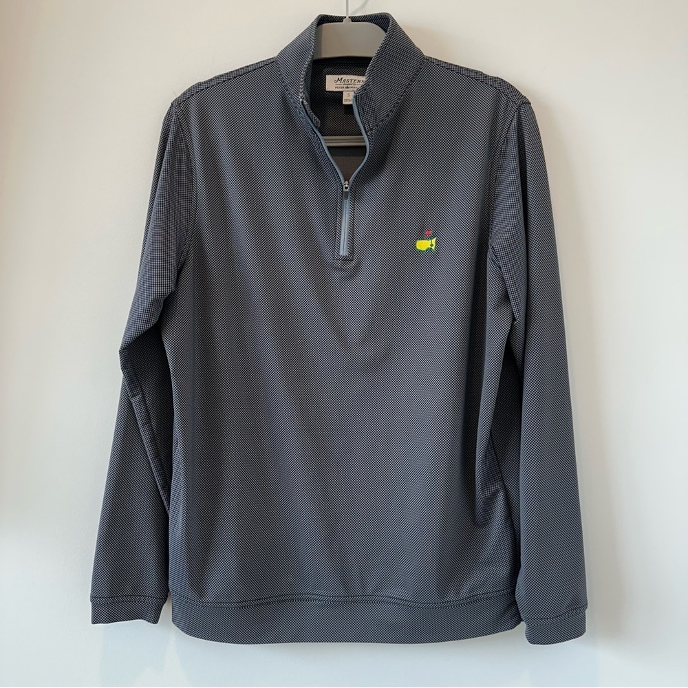 Peter Millar Masters Quarter Zip Jacket Black Gray Augusta Golf Long Sleeve Mens - Picture 2 of 6